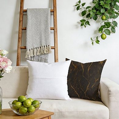 Chinoiserie Coastal Marble Black And Golden Decorative Throw Pillow, 18" Pillow Cover Singular