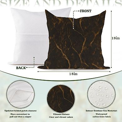 Chinoiserie Coastal Marble Black And Golden Decorative Throw Pillow, 18" Pillow Cover Singular