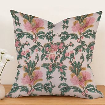 Decorative Throw Pillow, 18" Pillow Cover Singular, Thibaut Floral Wild Rose