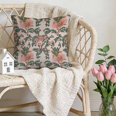 Decorative Throw Pillow, 18" Pillow Cover Singular, Thibaut Floral Wild Rose