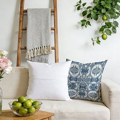 Outdoor Decorative Throw Pillow, 18" Pillow Cover Singular, Thibaut Ikat Blue And White