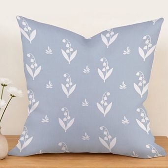 Decorative Throw Pillow, 18" Pillow Cover Singular, Coastal Blue Floral