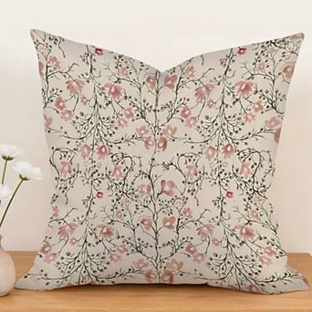 Outdoor Decorative Throw Pillow, 18" Pillow Cover Singular, Vintage Botanical Floral