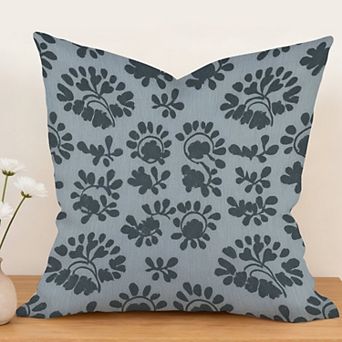 Outdoor Decorative Throw Pillow Cover, 18", 1 Pack, Giant Leaf Chinoiserie Blue