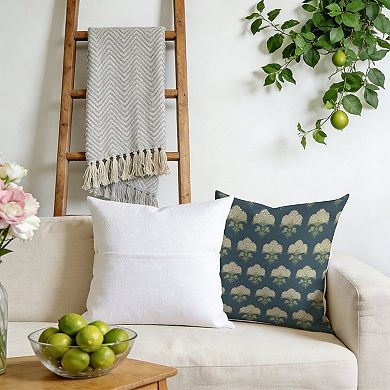 Hydrangea Indigo Floral in Navy Blue Decorative Throw Pillow, 18" Pillow Cover Singular