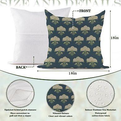 Hydrangea Indigo Floral in Navy Blue Decorative Throw Pillow, 18" Pillow Cover Singular