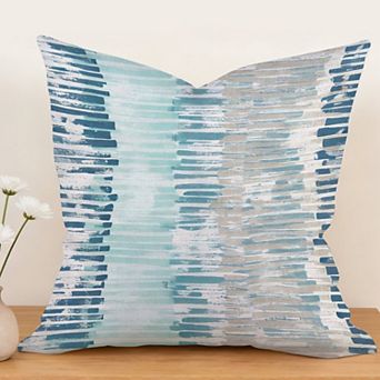 Blue And Grey Decorative Throw Pillow, 18" Pillow Cover Singular