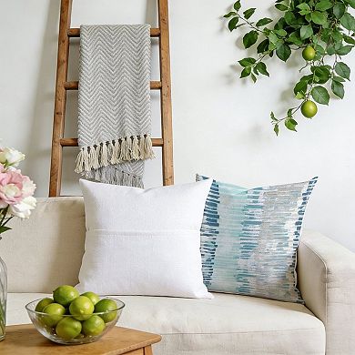 Blue And Grey Decorative Throw Pillow, 18" Pillow Cover Singular