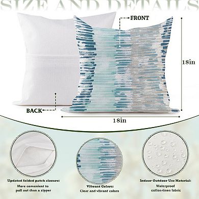 Blue And Grey Decorative Throw Pillow, 18" Pillow Cover Singular