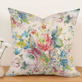 Outdoor Decorative Throw Pillow Cover, 18", 1 Pack, Pink Floral