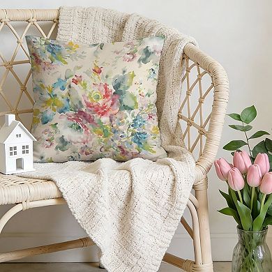 Outdoor Decorative Throw Pillow Cover, 18", 1 Pack, Pink Floral