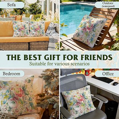 Outdoor Decorative Throw Pillow Cover, 18", 1 Pack, Pink Floral