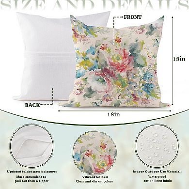 Outdoor Decorative Throw Pillow Cover, 18", 1 Pack, Pink Floral