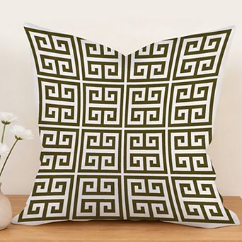 Outdoor Decorative Throw Pillow Cover, 18", 1 Pack, Black And White Greek Key