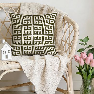Outdoor Decorative Throw Pillow Cover, 18", 1 Pack, Black And White Greek Key