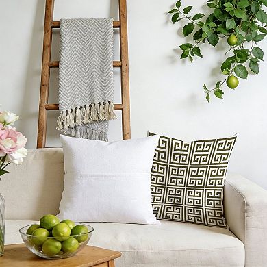 Outdoor Decorative Throw Pillow Cover, 18", 1 Pack, Black And White Greek Key