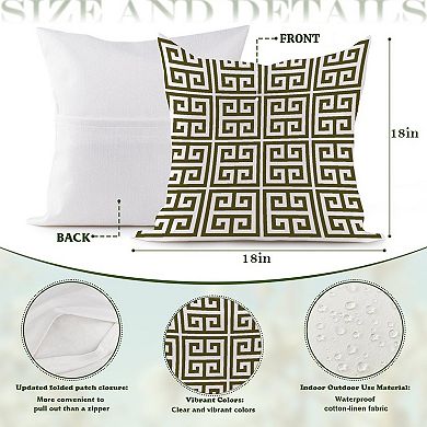 Outdoor Decorative Throw Pillow Cover, 18", 1 Pack, Black And White Greek Key