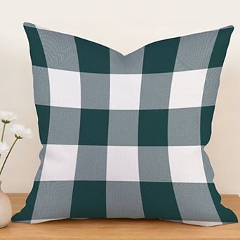Outdoor Decorative Throw Pillow, 18" Pillow Cover Singular, Slate Blue Plaid