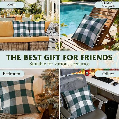 Outdoor Decorative Throw Pillow, 18" Pillow Cover Singular, Slate Blue Plaid