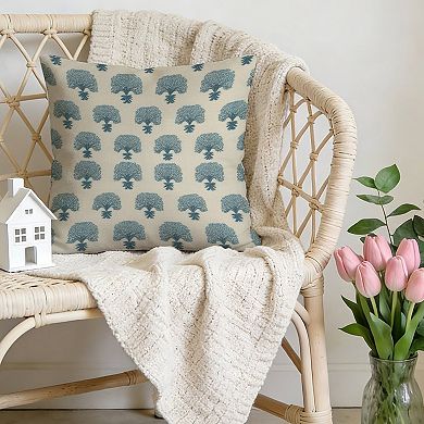 Outdoor Decorative Throw Pillow, 18" Pillow Cover Singular, Hydrangea Springtime Flower Navy Blue