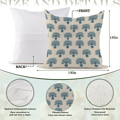 Outdoor Decorative Throw Pillow, 18" Pillow Cover Singular, Hydrangea Springtime Flower Navy Blue