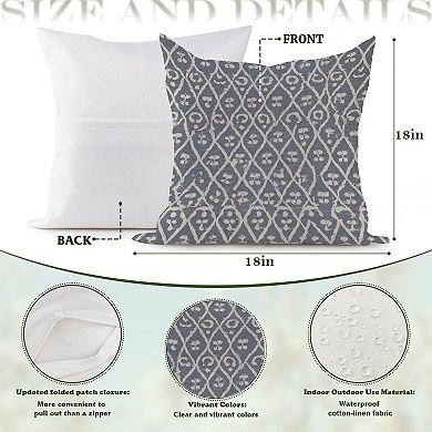 Outdoor Decorative Throw Pillow, 18" Pillow Cover Singular, Thibaut Ikat Stripes in Indigo