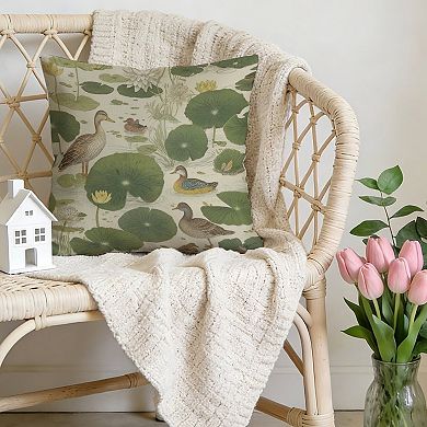 Nympheus Lotus And Flowers Decorative Throw Pillow, 18" Pillow Cover Singular