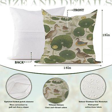 Nympheus Lotus And Flowers Decorative Throw Pillow, 18" Pillow Cover Singular