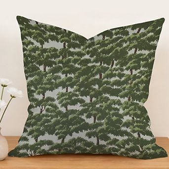 Chinoiserie Forest Tree Toile Decorative Throw Pillow, 18" Pillow Cover Singular