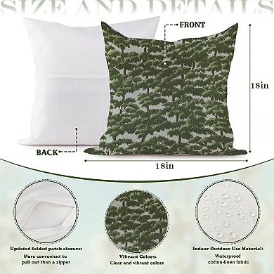 Chinoiserie Forest Tree Toile Decorative Throw Pillow, 18" Pillow Cover Singular