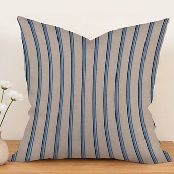 Thibaut Stripe Navy-White Decorative Throw Pillow, 18" Pillow Cover Singular
