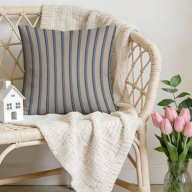 Thibaut Stripe Navy-White Decorative Throw Pillow, 18" Pillow Cover Singular