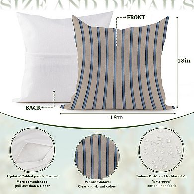Thibaut Stripe Navy-White Decorative Throw Pillow, 18" Pillow Cover Singular