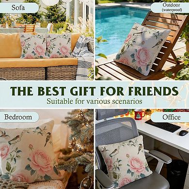 Bird And Peony Decorative Throw Pillow, 18" Pillow Cover Singular