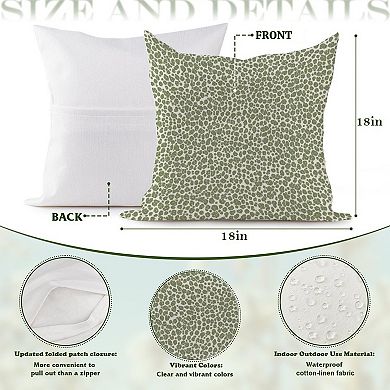 Decorative Throw Pillow, 18" Pillow Cover Singular, Sage Green Navy Cheetah Leopard Animal Print