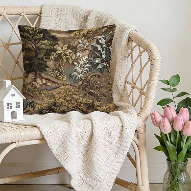 Decorative Throw Pillow, 18" Pillow Cover Singular, Chinoiserie Vintage Village Toile