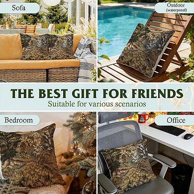 Decorative Throw Pillow, 18" Pillow Cover Singular, Chinoiserie Vintage Village Toile