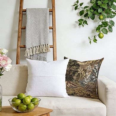 Decorative Throw Pillow, 18" Pillow Cover Singular, Chinoiserie Vintage Village Toile