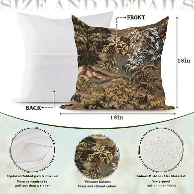 Decorative Throw Pillow, 18" Pillow Cover Singular, Chinoiserie Vintage Village Toile