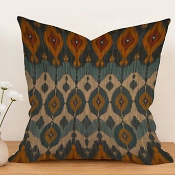 Decorative Throw Pillow, 18" Pillow Cover Singular, Fuchsia Ikat Boho