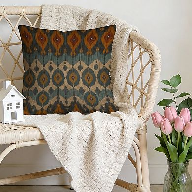 Decorative Throw Pillow, 18" Pillow Cover Singular, Fuchsia Ikat Boho