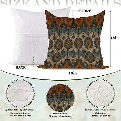 Decorative Throw Pillow, 18" Pillow Cover Singular, Fuchsia Ikat Boho