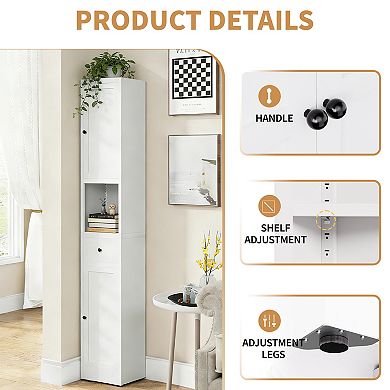 VIYET 71" Tall Narrow Storage Cabinet - 5-Tier Slim Metal Bathroom & Kitchen Pantry Organizer