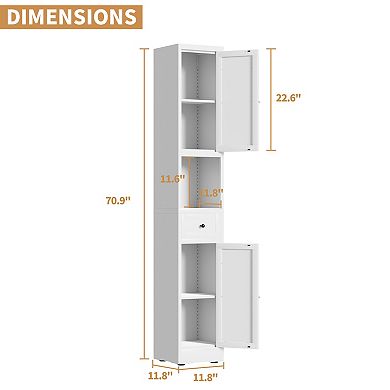 VIYET 71" Tall Narrow Storage Cabinet - 5-Tier Slim Metal Bathroom & Kitchen Pantry Organizer