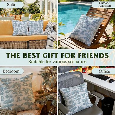 Outdoor Decorative Throw Pillow Cover, 18", 1 Pack, Chinoiserie Blue Thibaut
