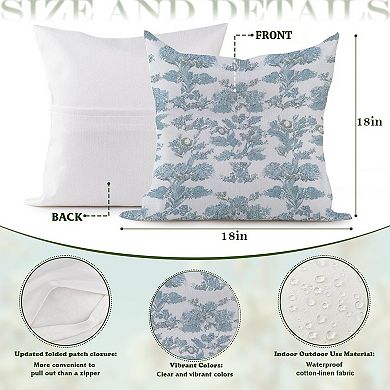 Outdoor Decorative Throw Pillow Cover, 18", 1 Pack, Chinoiserie Blue Thibaut