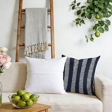 Decorative Throw Pillow, 18" Pillow Cover Singular, Dark Blue And White