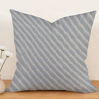 Outdoor Decorative Throw Pillow, 18" Pillow Cover Singular, Chinoiserie Coastal Blue Stripes