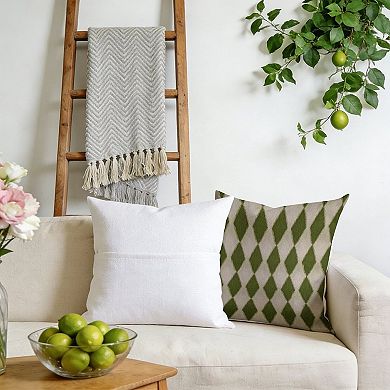 Outdoor Decorative Throw Pillow, 18" Pillow Cover Singular, Geometric Ikat in Forest Green