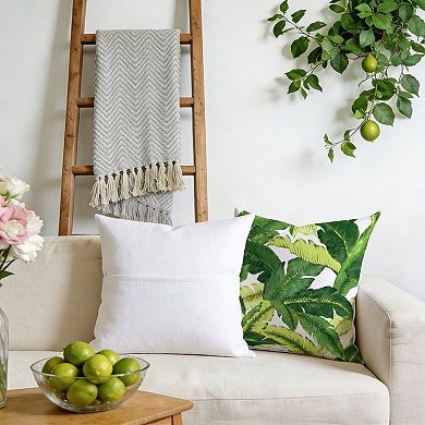 Outdoor Decorative Throw Pillow Cover, 18", 1 Pack, Green Tropical Palm Leaves